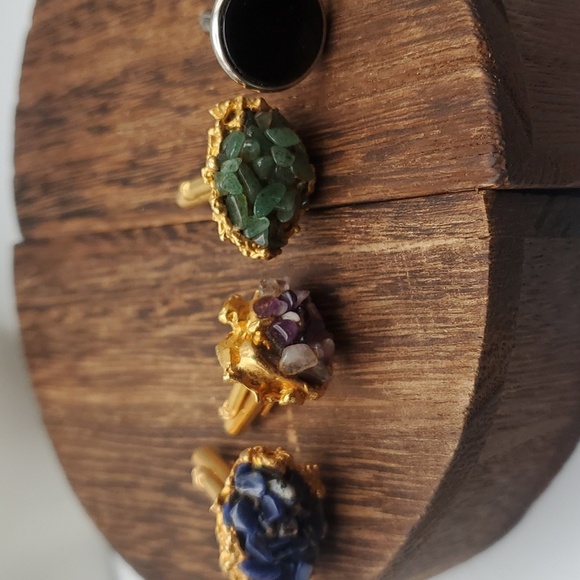 Assorted cufflink lot mismatched natural‎ stone